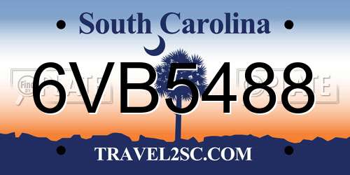 6VB5488 South Carolina License Plate