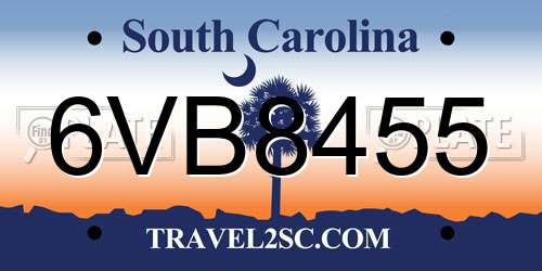 6VB8455 South Carolina License Plate