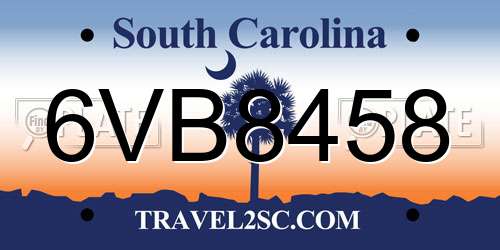 6VB8458 South Carolina License Plate