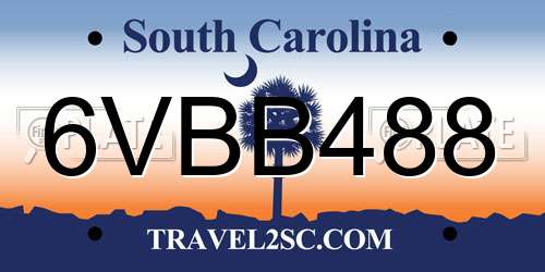 6VBB488 South Carolina License Plate
