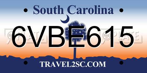 6VBE615 South Carolina License Plate