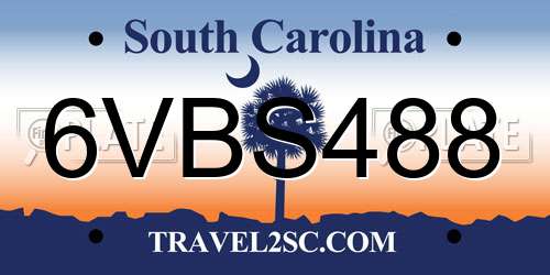 6VBS488 South Carolina License Plate