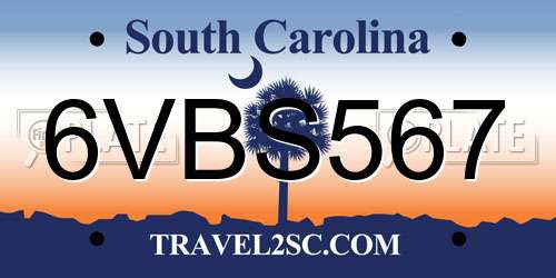 6VBS567 South Carolina License Plate