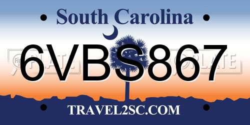 6VBS867 South Carolina License Plate