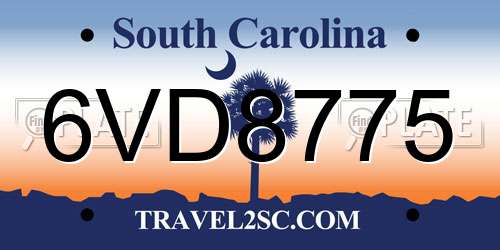6VD8775 South Carolina License Plate