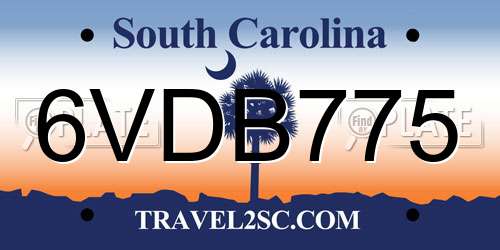 6VDB775 South Carolina License Plate