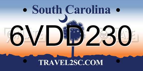 6VDD230 South Carolina License Plate