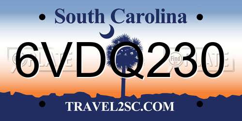 6VDQ230 South Carolina License Plate
