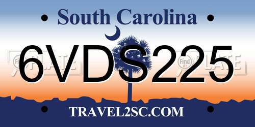 6VDS225 South Carolina License Plate