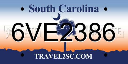 6VE2386 South Carolina License Plate