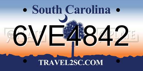 6VE4842 South Carolina License Plate
