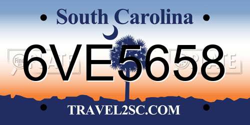 6VE5658 South Carolina License Plate