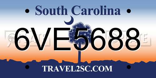 6VE5688 South Carolina License Plate