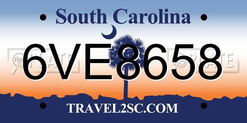 6VE8658 South Carolina License Plate