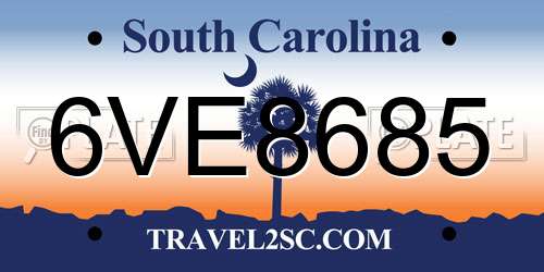 6VE8685 South Carolina License Plate