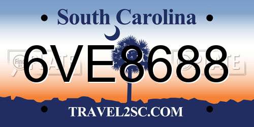 6VE8688 South Carolina License Plate
