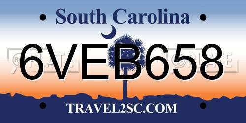 6VEB658 South Carolina License Plate