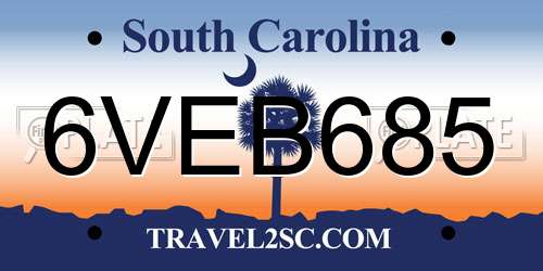 6VEB685 South Carolina License Plate