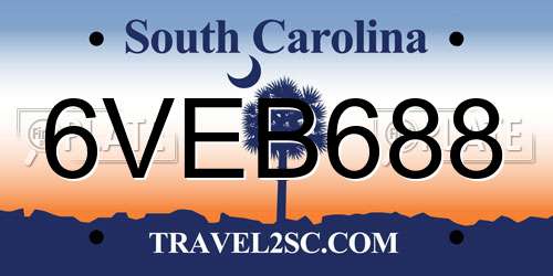 6VEB688 South Carolina License Plate