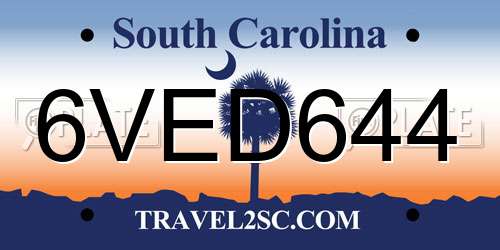 6VED644 South Carolina License Plate