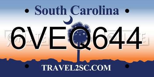 6VEQ644 South Carolina License Plate
