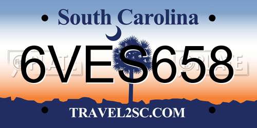 6VES658 South Carolina License Plate