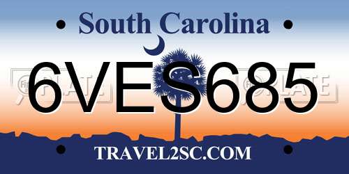 6VES685 South Carolina License Plate