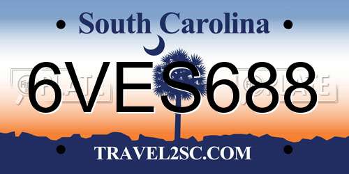 6VES688 South Carolina License Plate