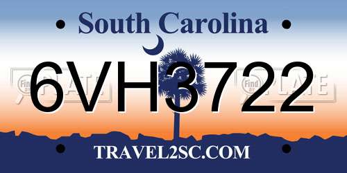 6VH3722 South Carolina License Plate