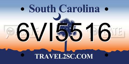 6VI5516 South Carolina License Plate