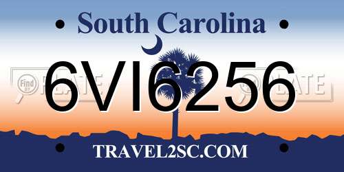 6VI6256 South Carolina License Plate
