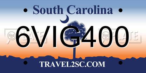 6VIG400 South Carolina License Plate