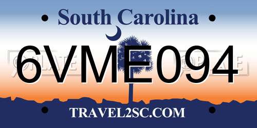 6VME094 South Carolina License Plate
