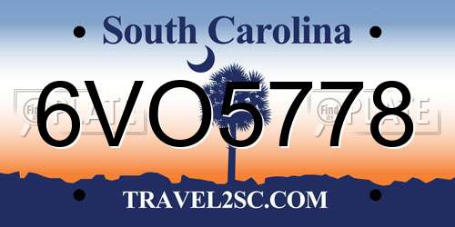 6VO5778 South Carolina License Plate