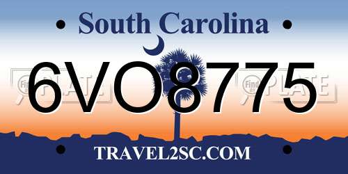 6VO8775 South Carolina License Plate