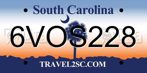 6VOS228 South Carolina License Plate