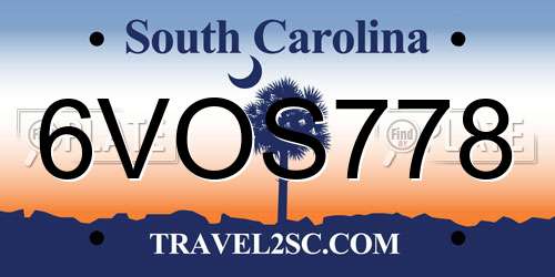 6VOS778 South Carolina License Plate