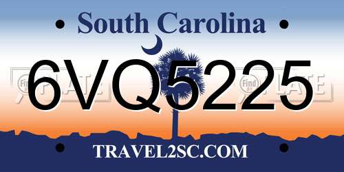 6VQ5225 South Carolina License Plate