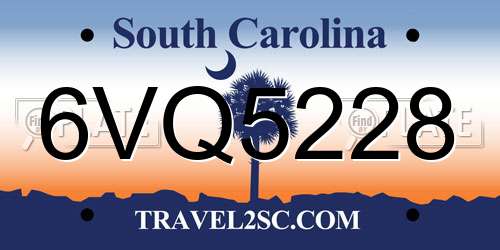 6VQ5228 South Carolina License Plate