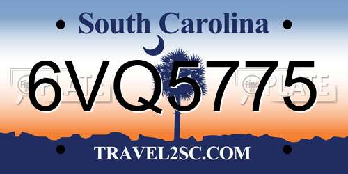 6VQ5775 South Carolina License Plate