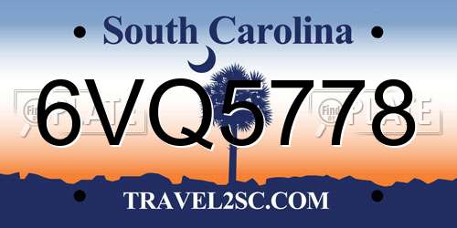 6VQ5778 South Carolina License Plate