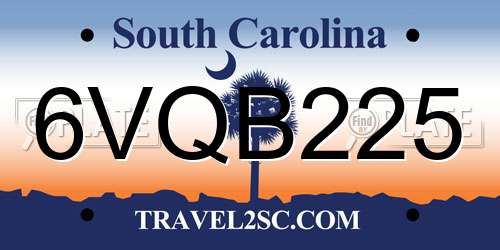 6VQB225 South Carolina License Plate