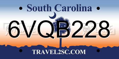6VQB228 South Carolina License Plate