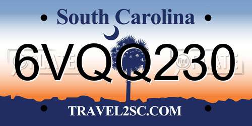 6VQQ230 South Carolina License Plate