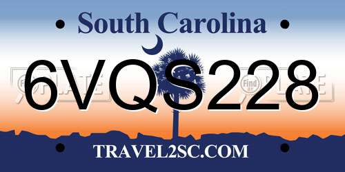 6VQS228 South Carolina License Plate
