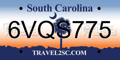 6VQS775 South Carolina License Plate