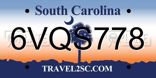 6VQS778 South Carolina License Plate