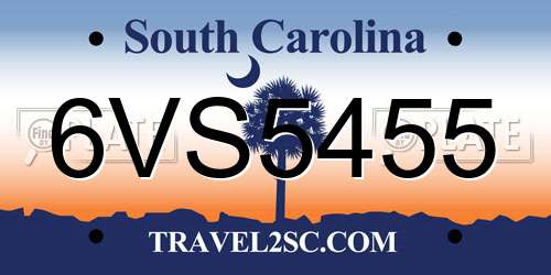 6VS5455 South Carolina License Plate