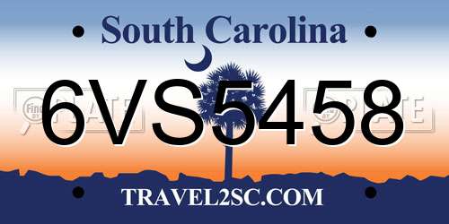 6VS5458 South Carolina License Plate