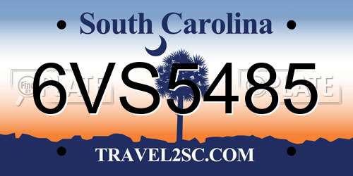 6VS5485 South Carolina License Plate